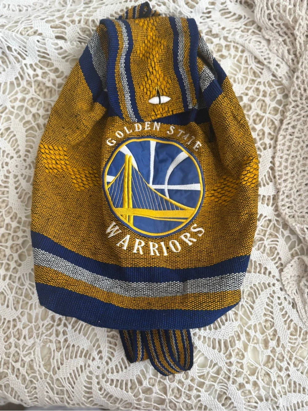 GOLDEN STATE WARRIORS NBA TEAM BLUE Woven Backpack NEW Hippie bag